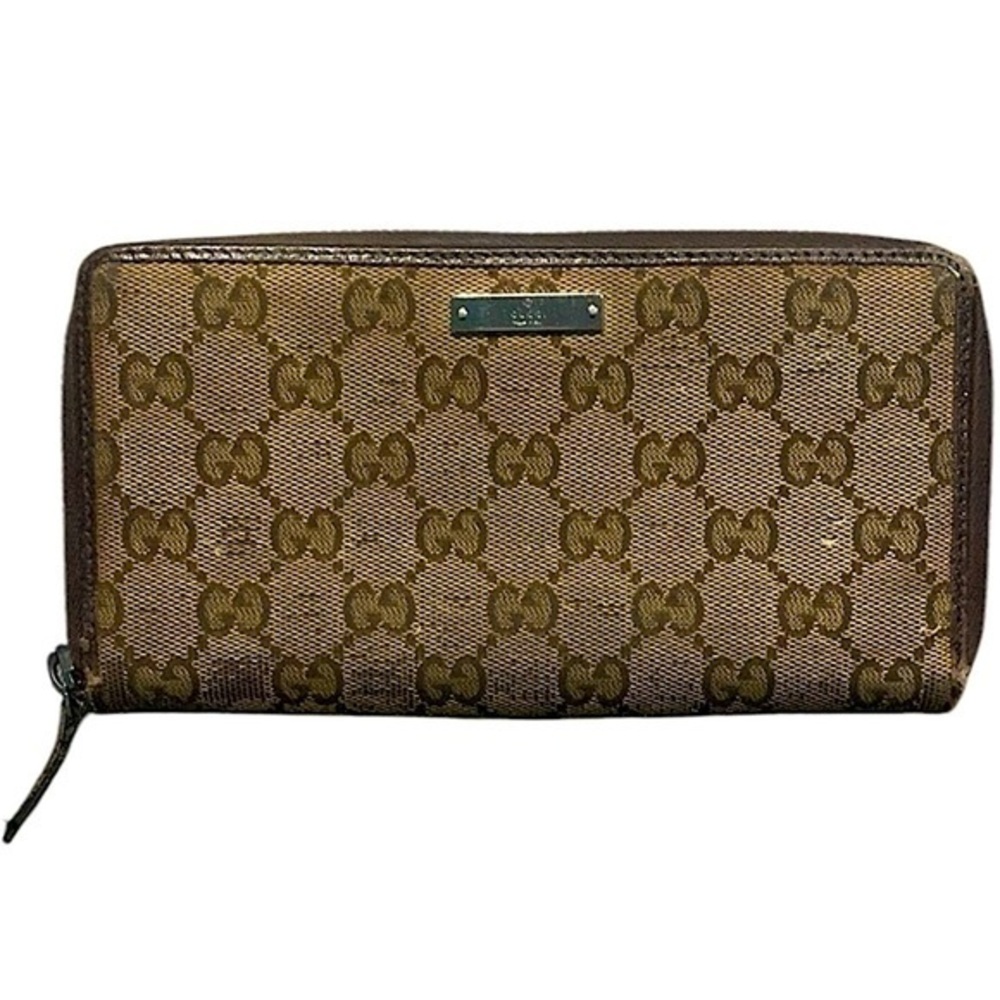 Gucci canvas and leather zip wallet